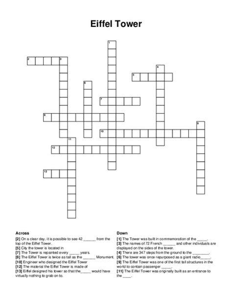 kind of tower crossword